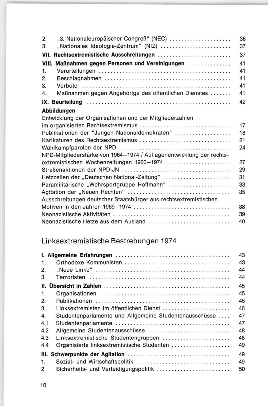 Seite 10 des Verfassungsschutzbericht 1974 Bund