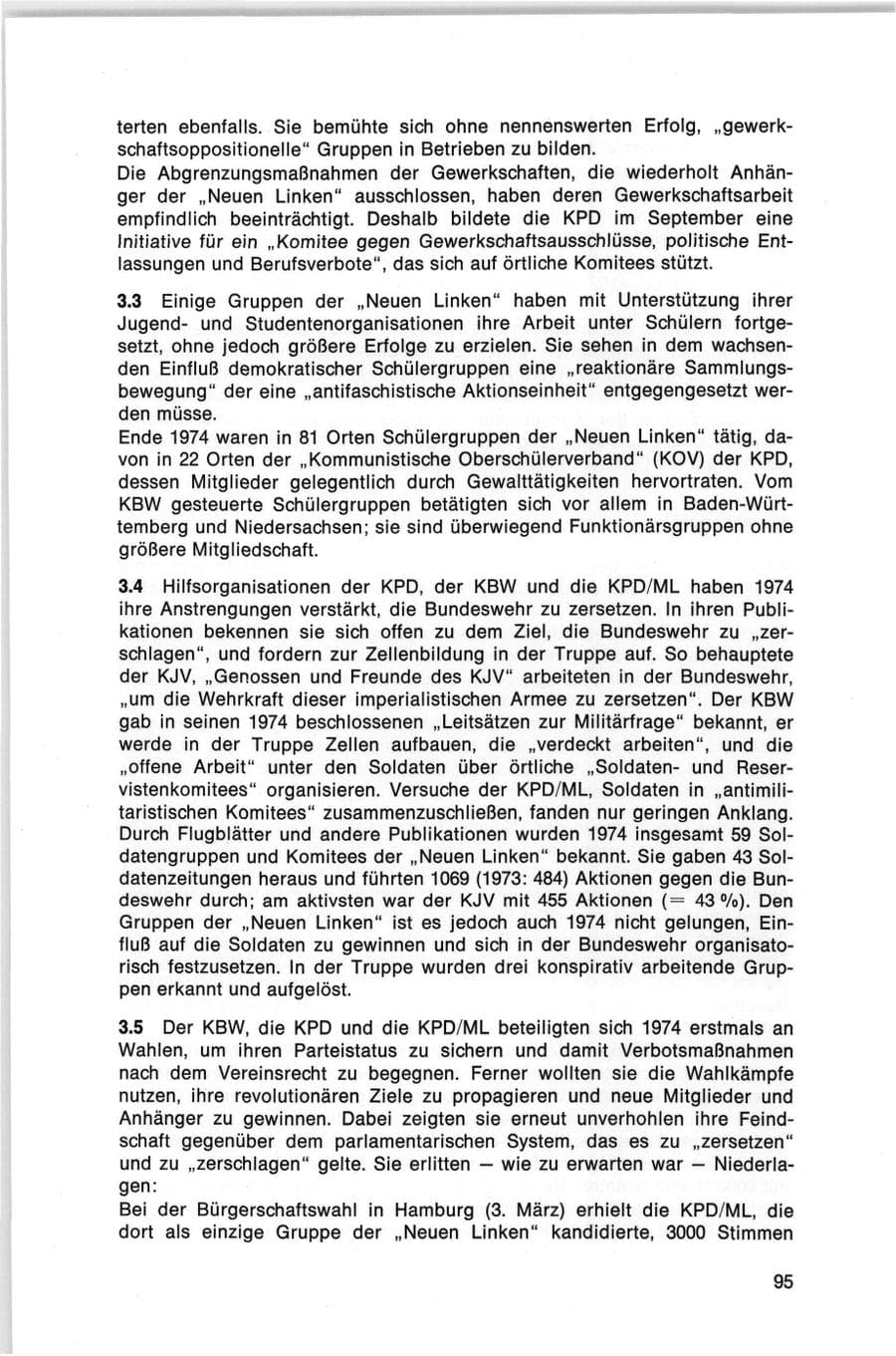 Seite 95 des Verfassungsschutzbericht 1974 Bund