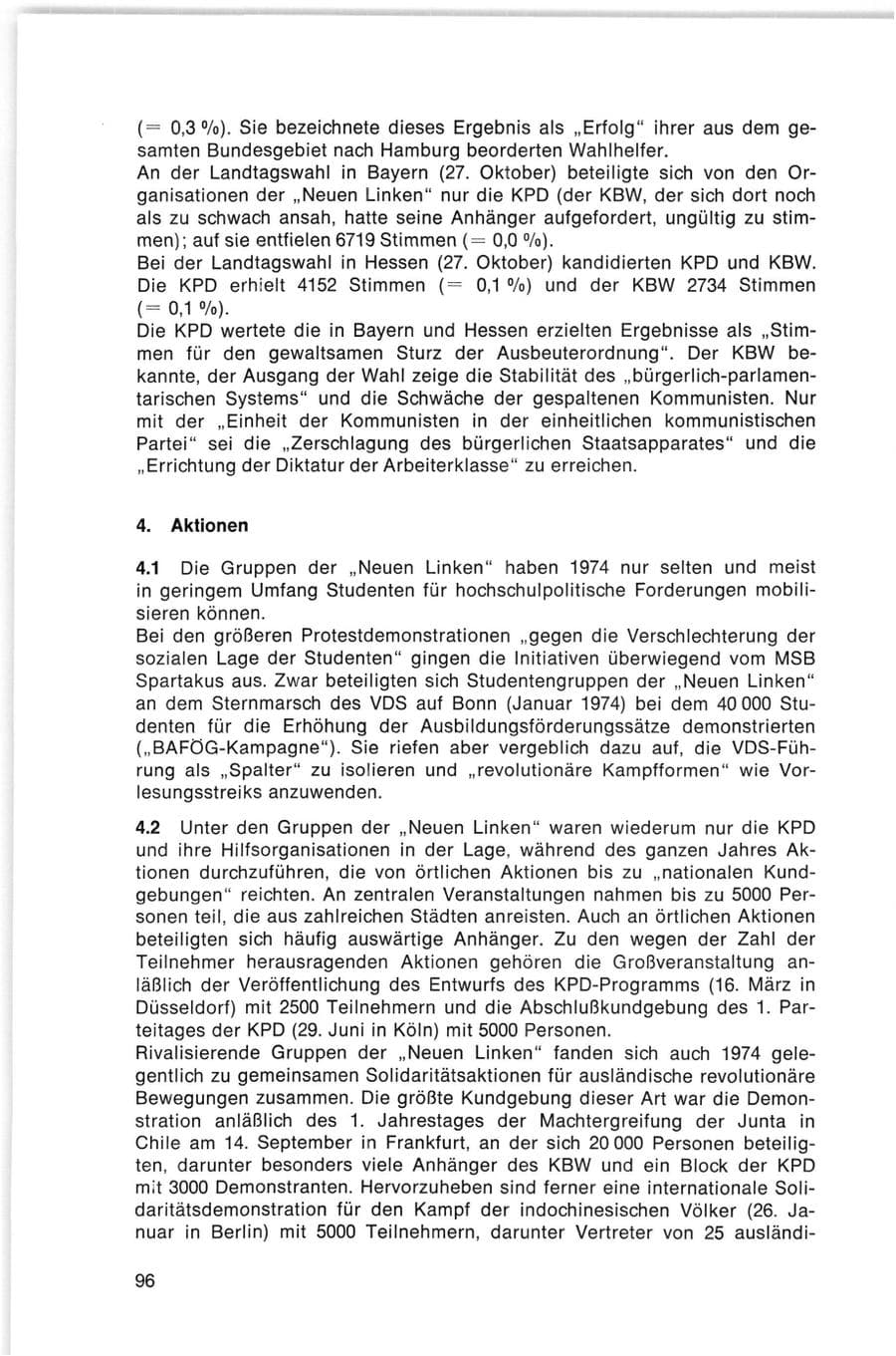 Seite 96 des Verfassungsschutzbericht 1974 Bund