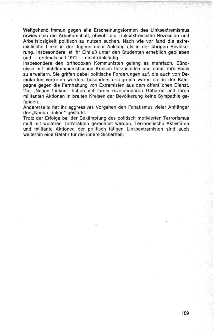 Seite 109 des Verfassungsschutzbericht 1975 Bund