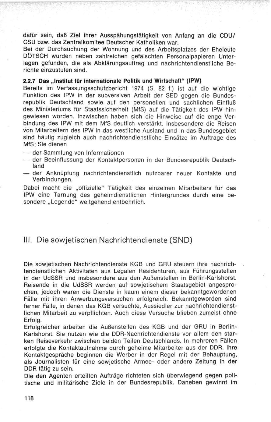 Seite 118 des Verfassungsschutzbericht 1975 Bund