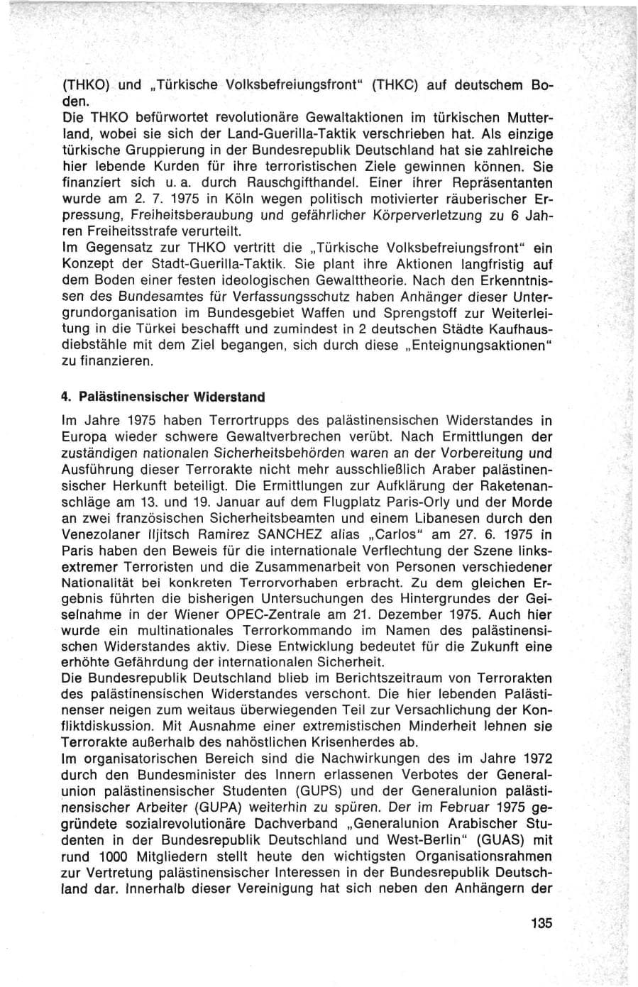 Seite 135 des Verfassungsschutzbericht 1975 Bund