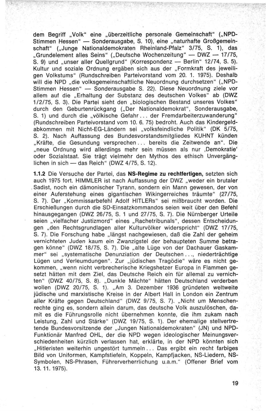 Seite 19 des Verfassungsschutzbericht 1975 Bund