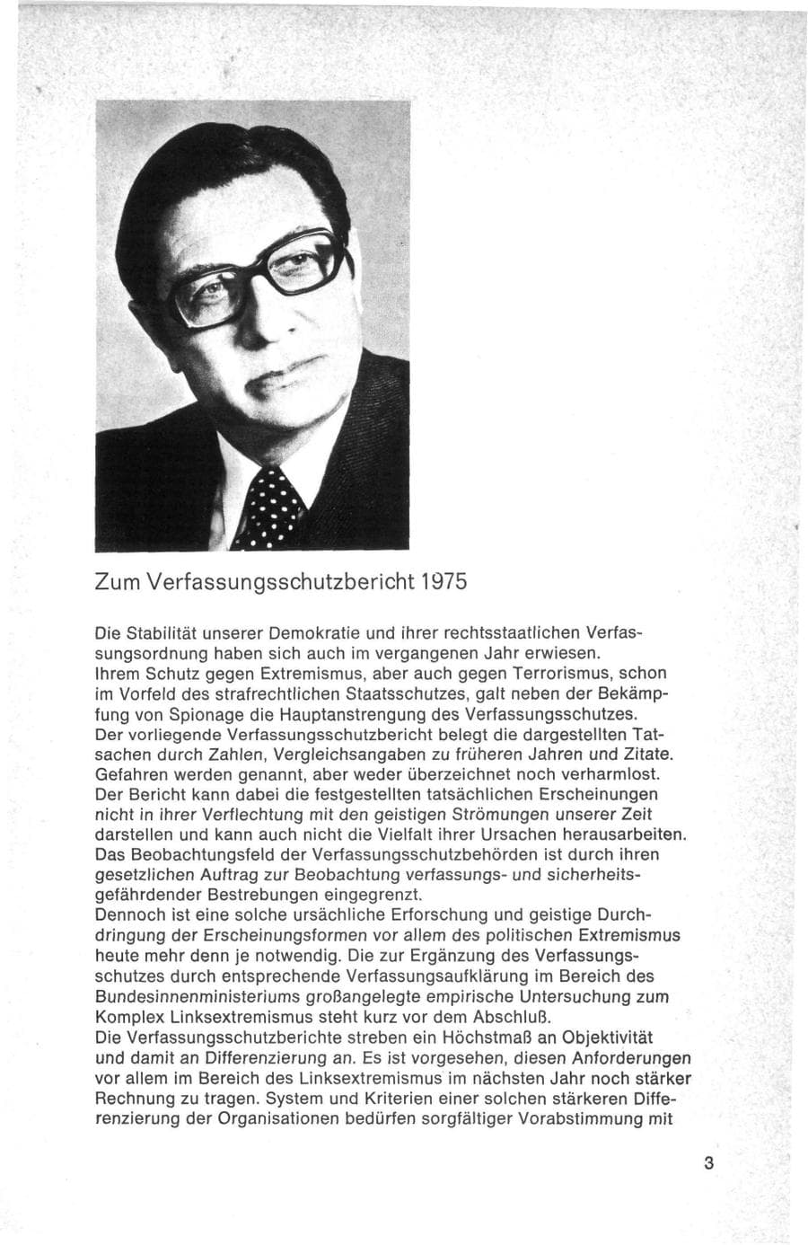 Seite 3 des Verfassungsschutzbericht 1975 Bund