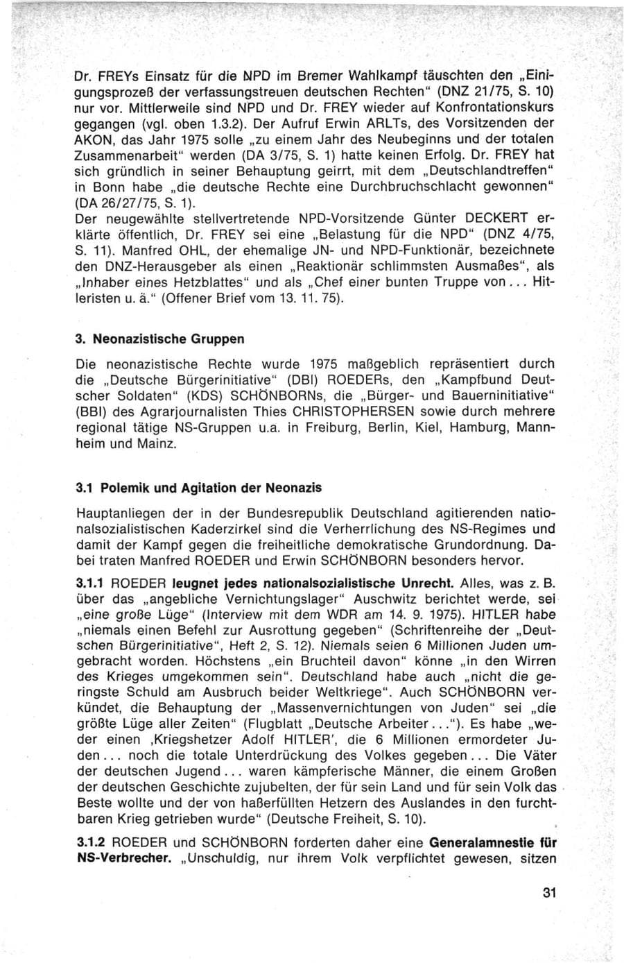 Seite 31 des Verfassungsschutzbericht 1975 Bund