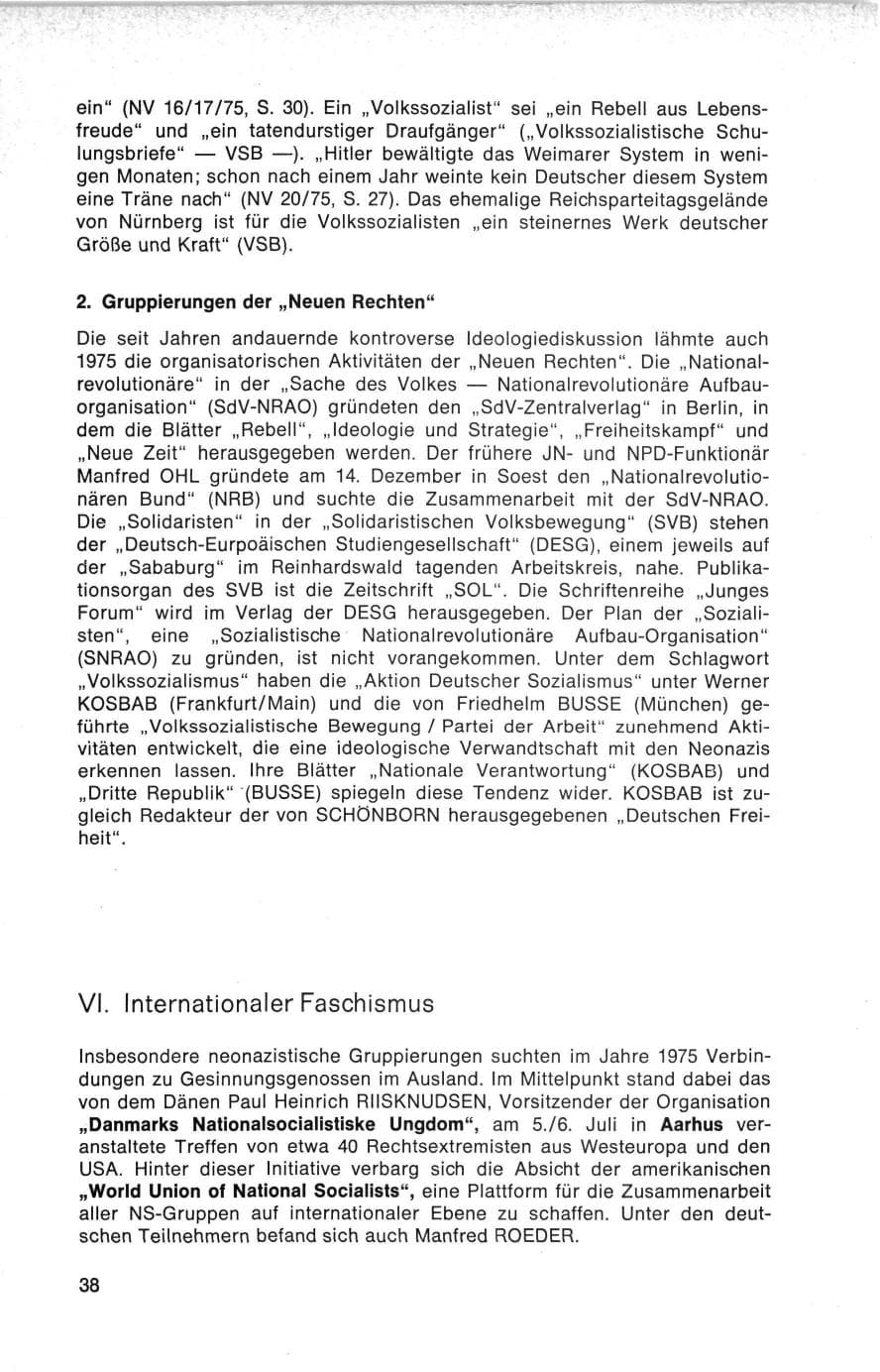 Seite 38 des Verfassungsschutzbericht 1975 Bund