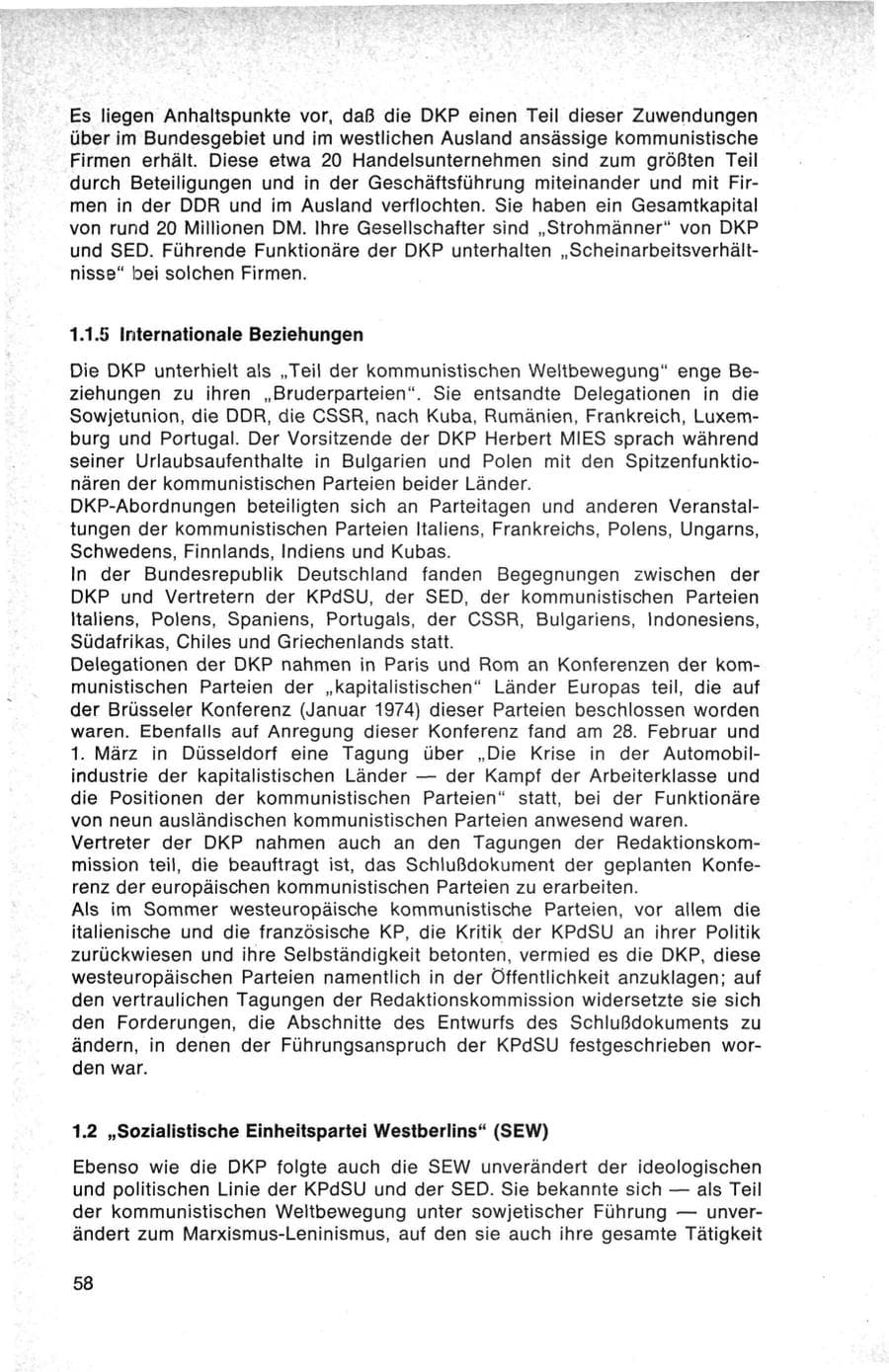 Seite 58 des Verfassungsschutzbericht 1975 Bund