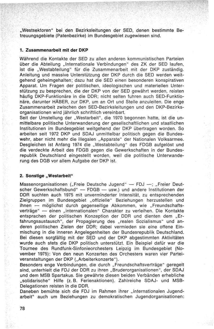 Seite 78 des Verfassungsschutzbericht 1975 Bund