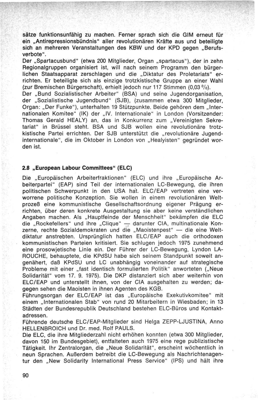 Seite 90 des Verfassungsschutzbericht 1975 Bund