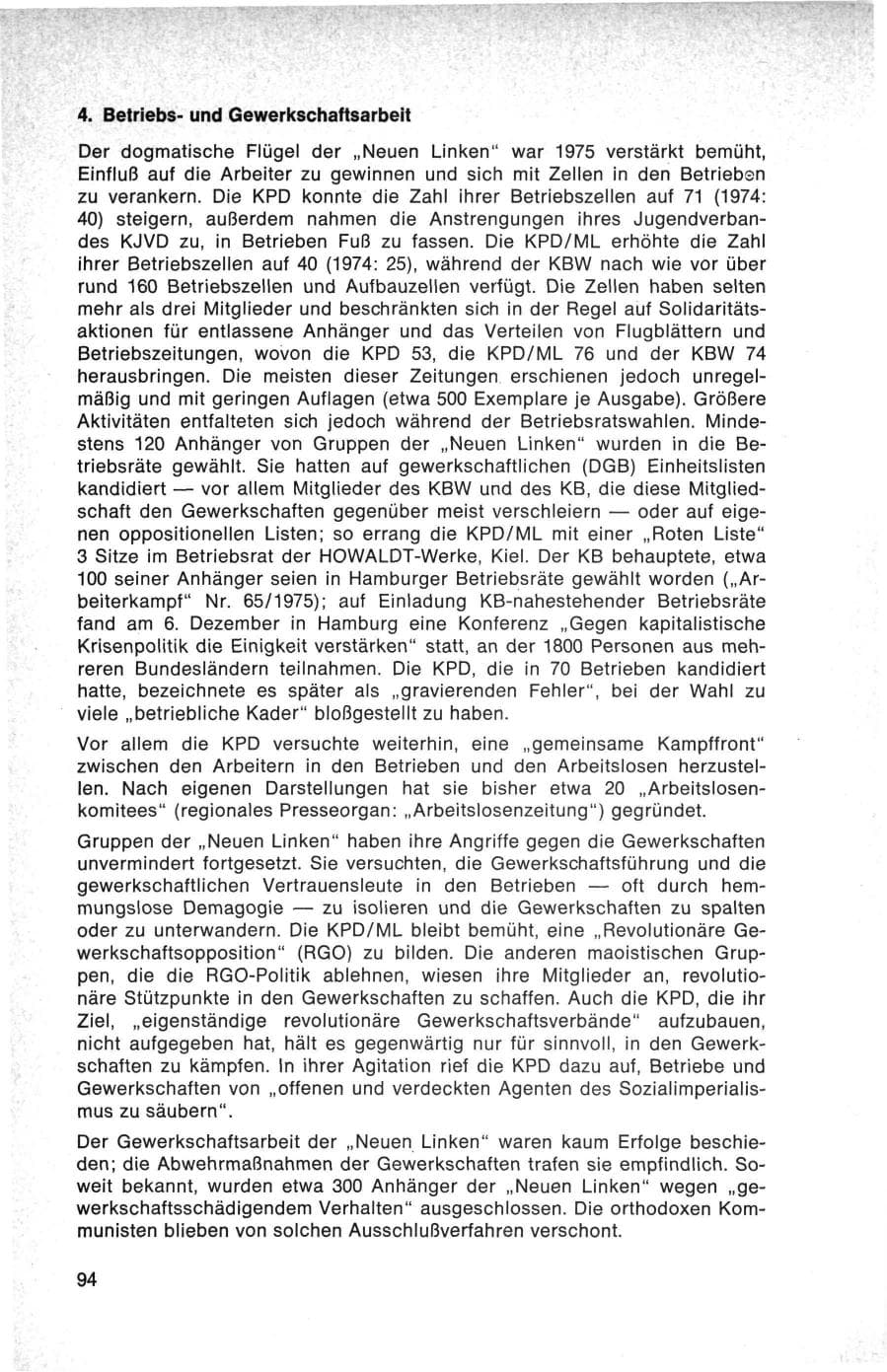 Seite 94 des Verfassungsschutzbericht 1975 Bund