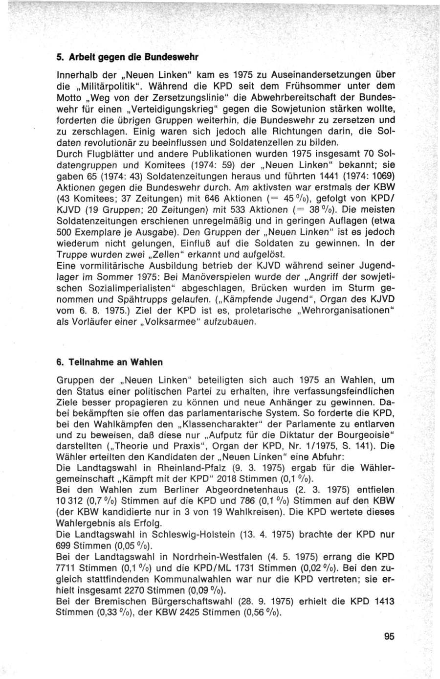 Seite 95 des Verfassungsschutzbericht 1975 Bund