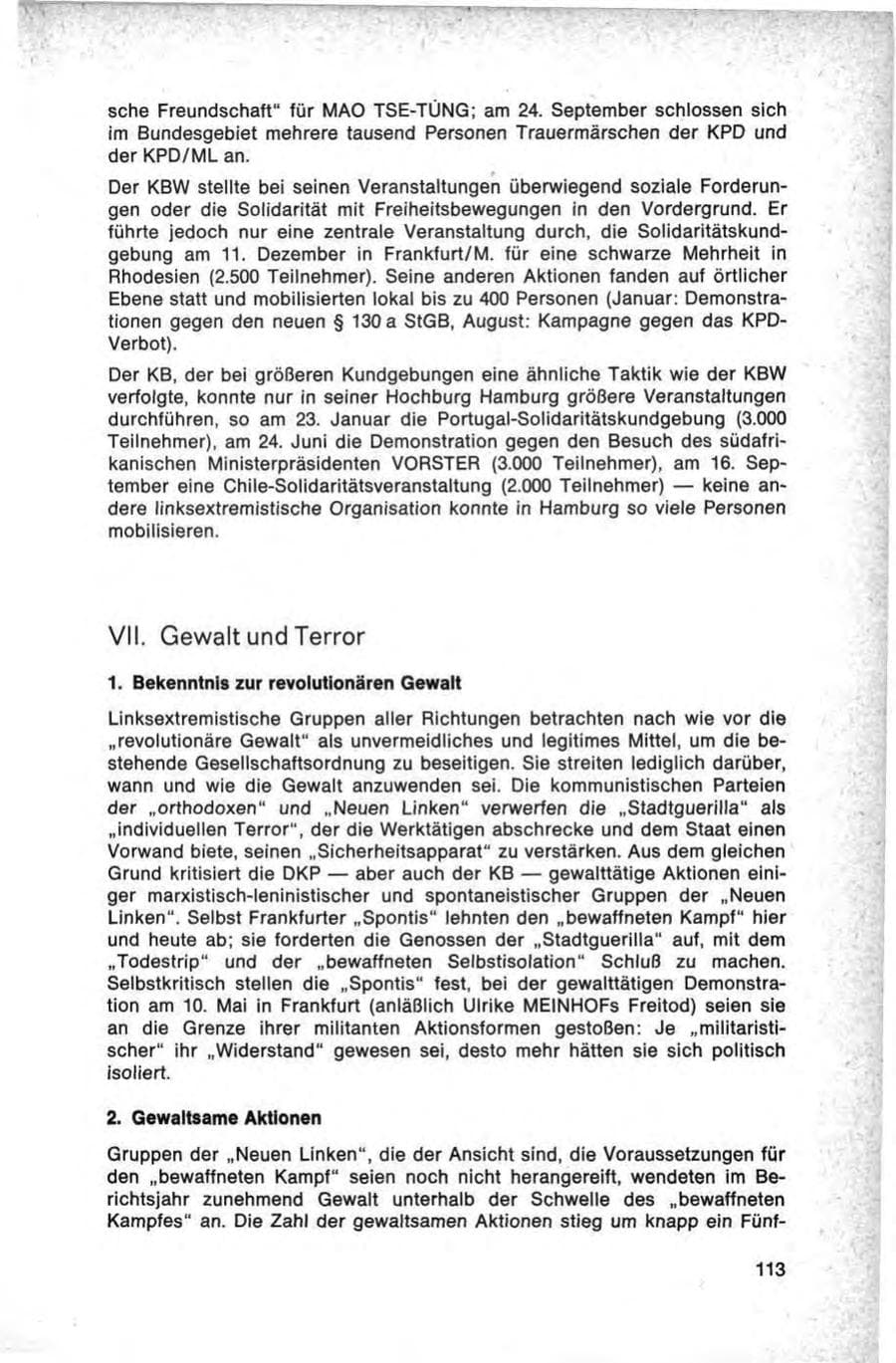 Seite 113 des Verfassungsschutzbericht 1976 Bund