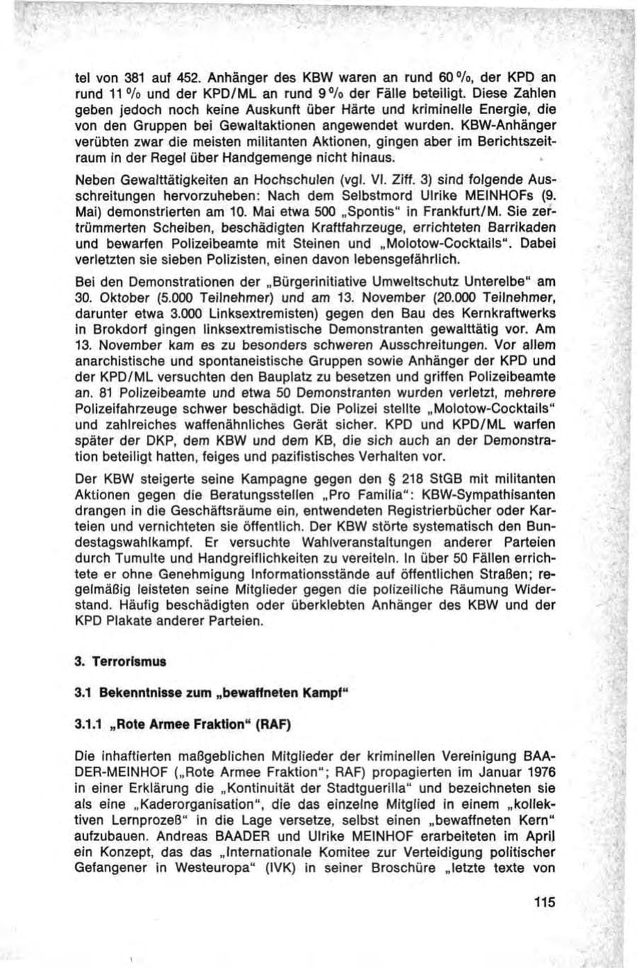 Seite 115 des Verfassungsschutzbericht 1976 Bund