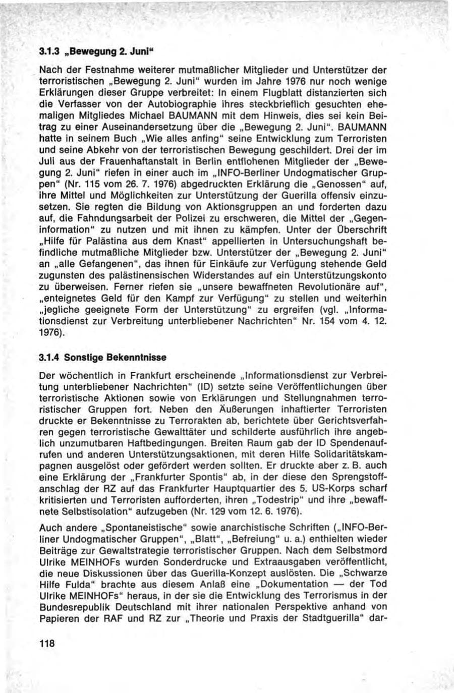 Seite 118 des Verfassungsschutzbericht 1976 Bund