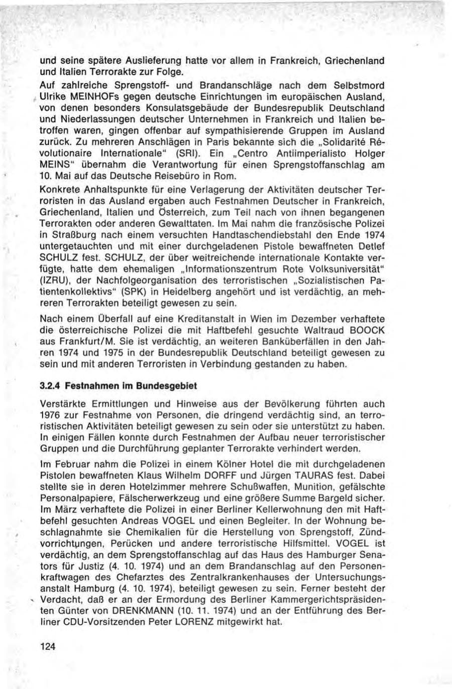 Seite 124 des Verfassungsschutzbericht 1976 Bund