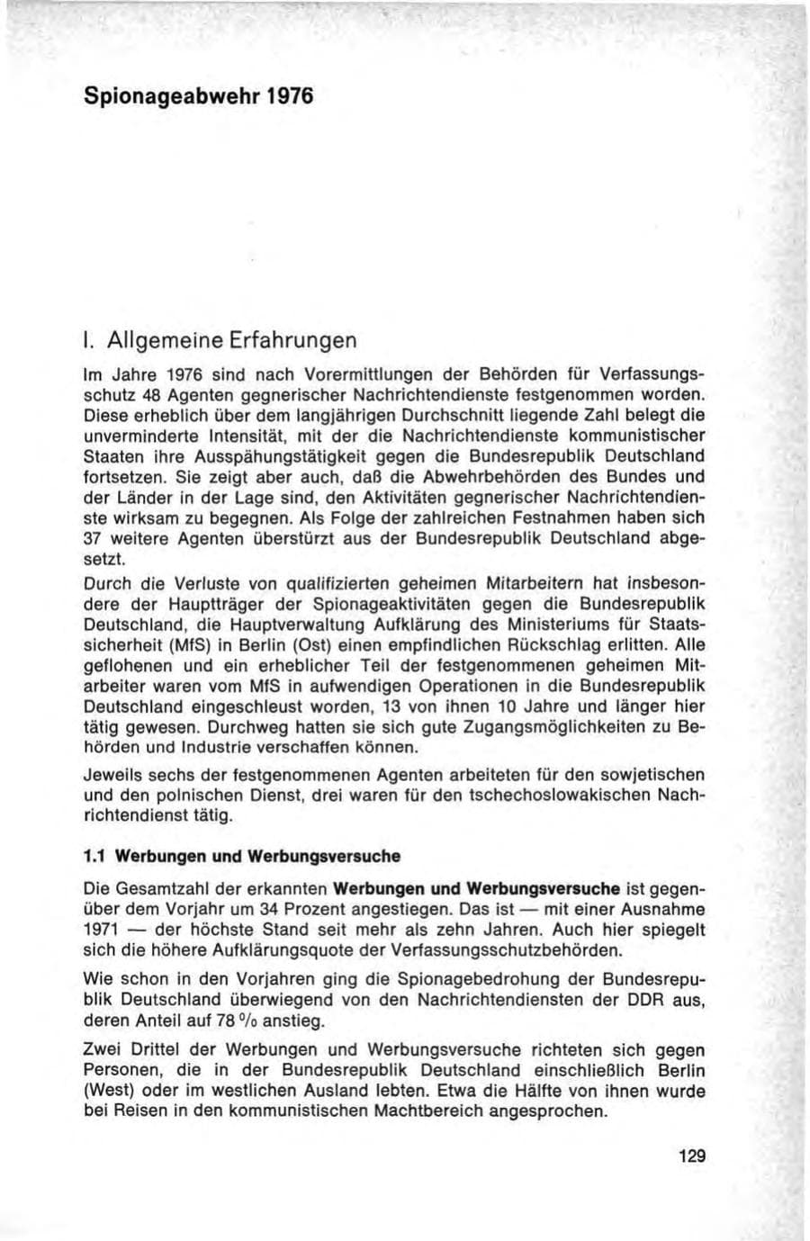 Seite 129 des Verfassungsschutzbericht 1976 Bund