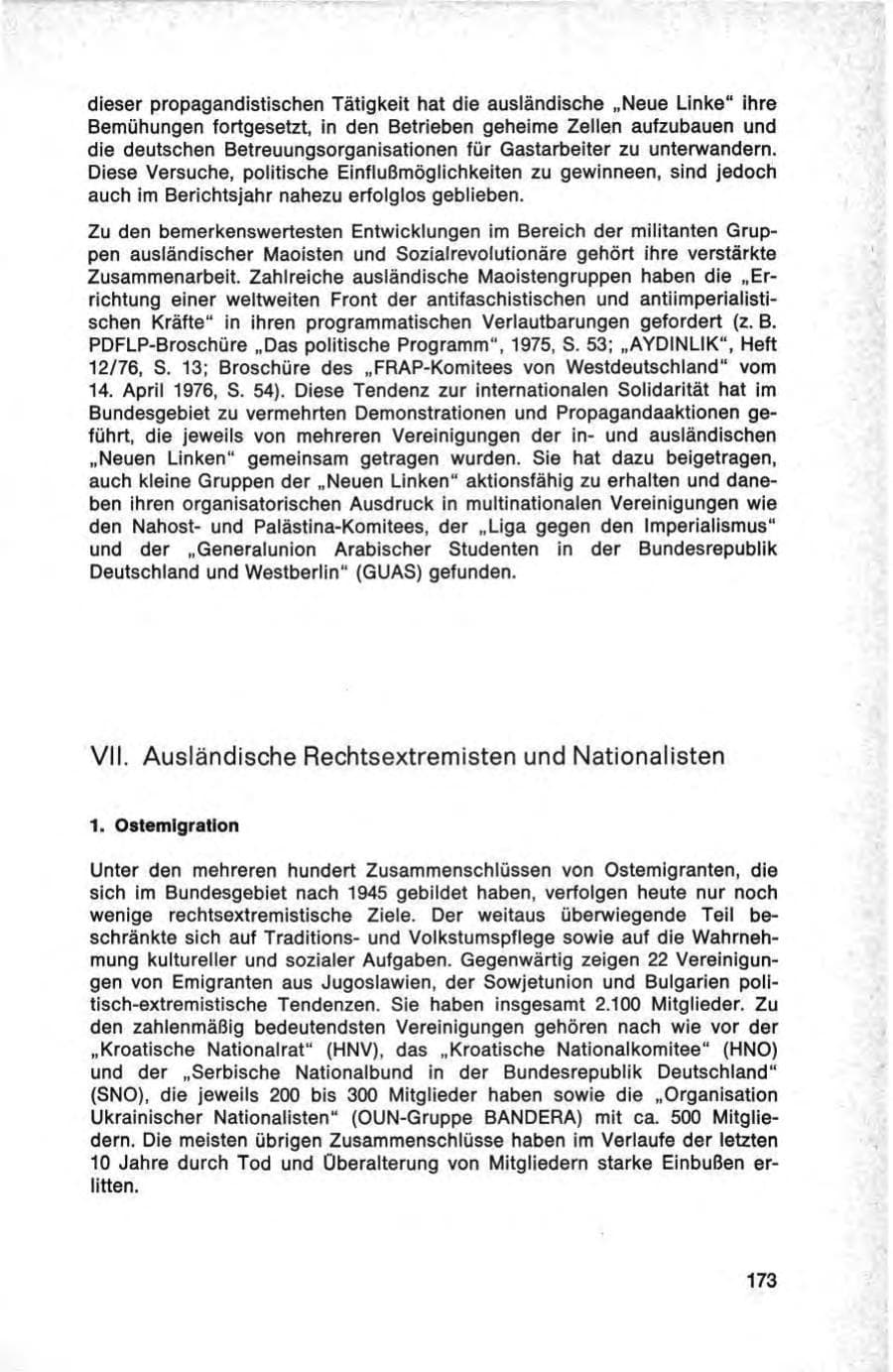Seite 173 des Verfassungsschutzbericht 1976 Bund