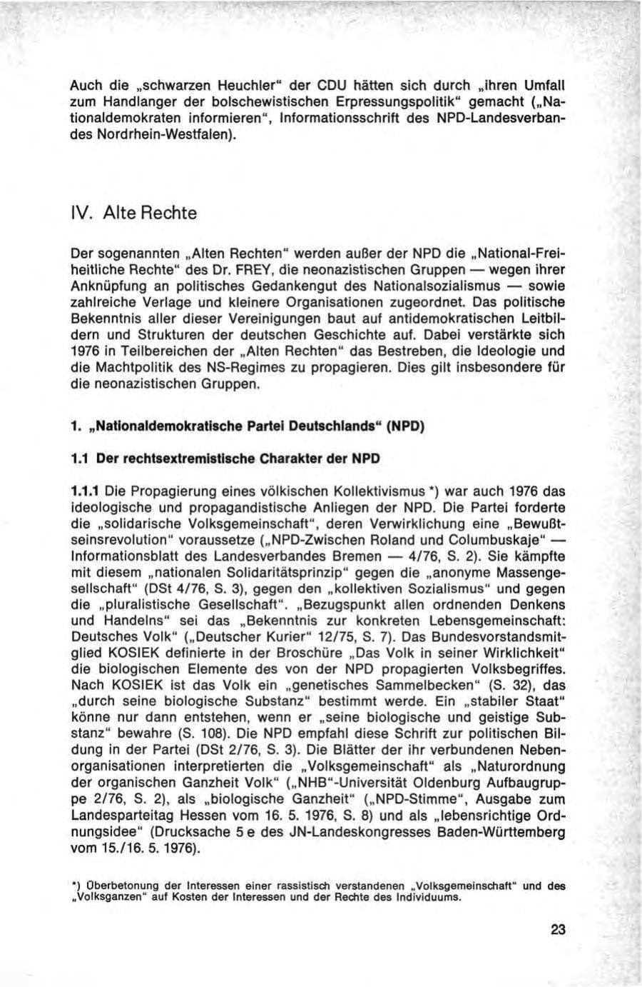 Seite 23 des Verfassungsschutzbericht 1976 Bund