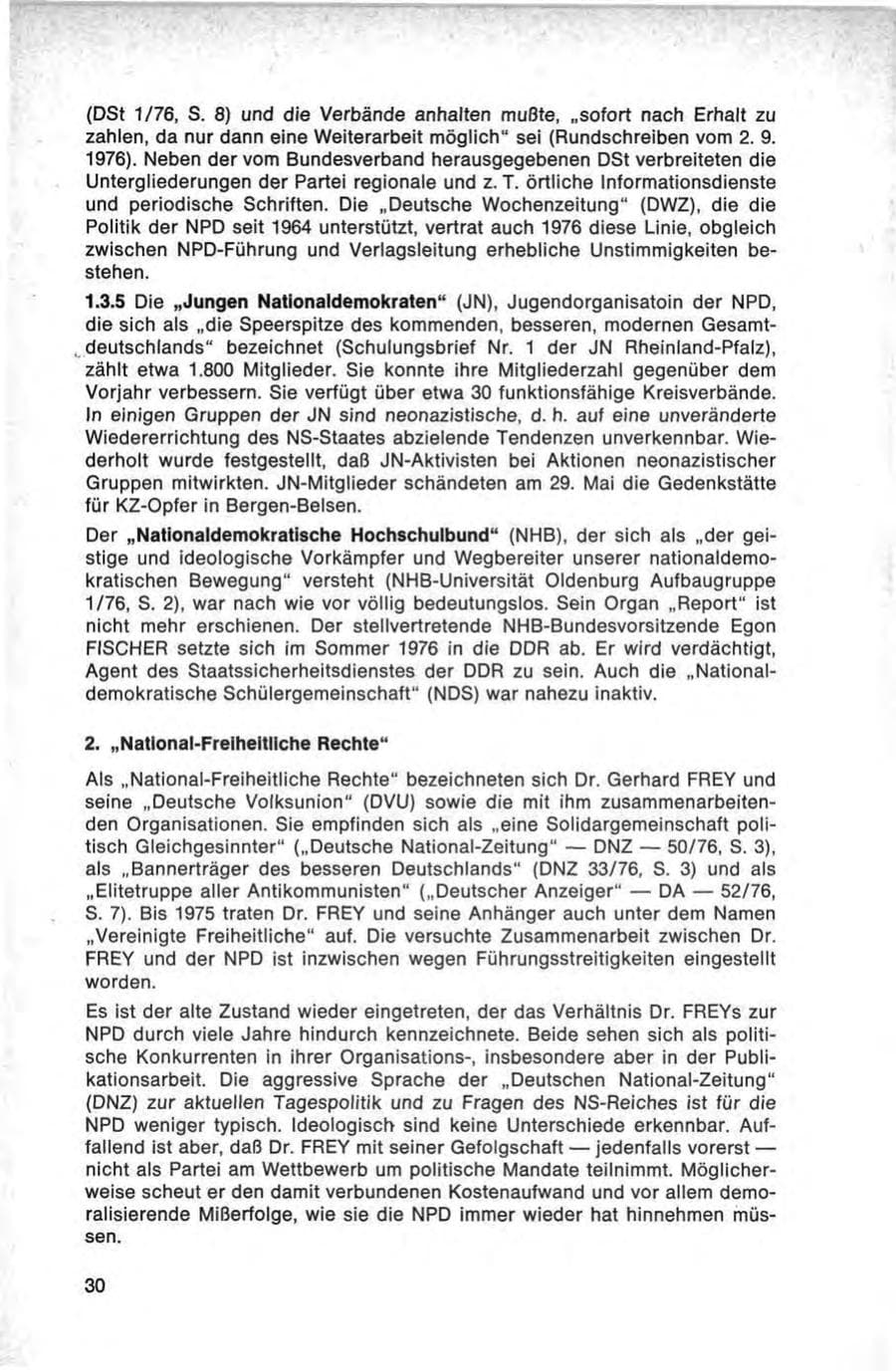 Seite 30 des Verfassungsschutzbericht 1976 Bund