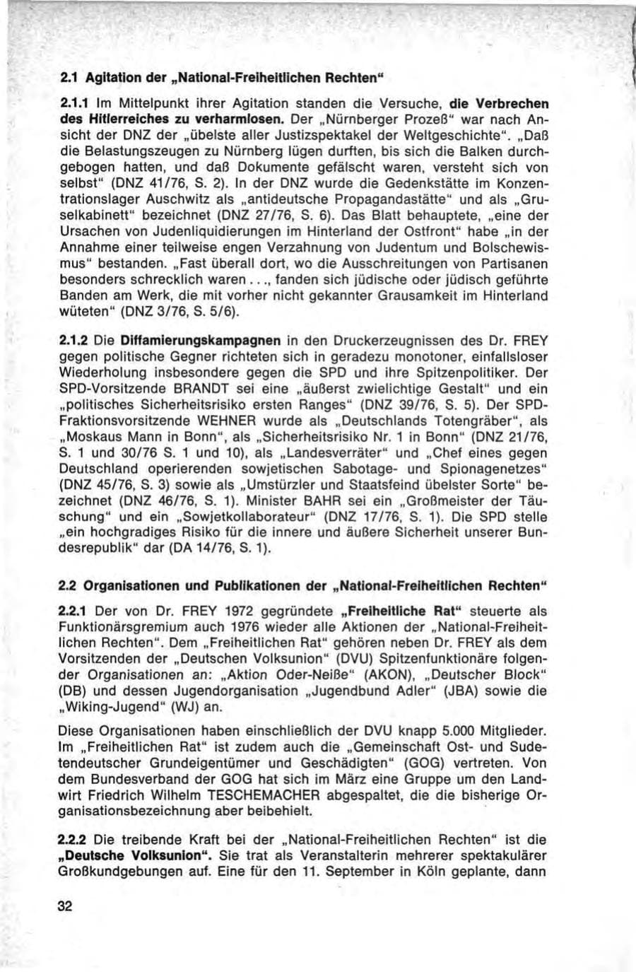 Seite 32 des Verfassungsschutzbericht 1976 Bund