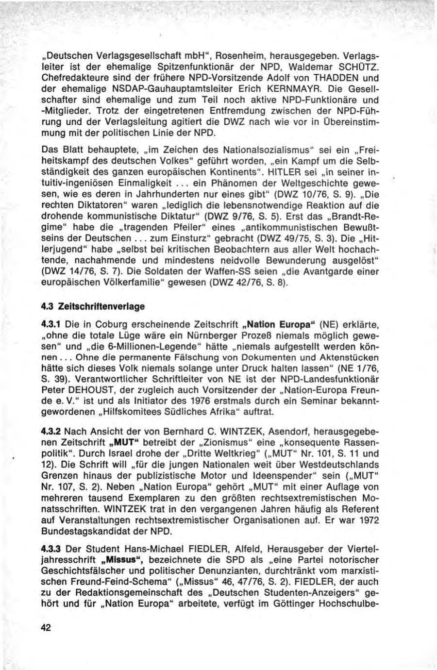 Seite 42 des Verfassungsschutzbericht 1976 Bund