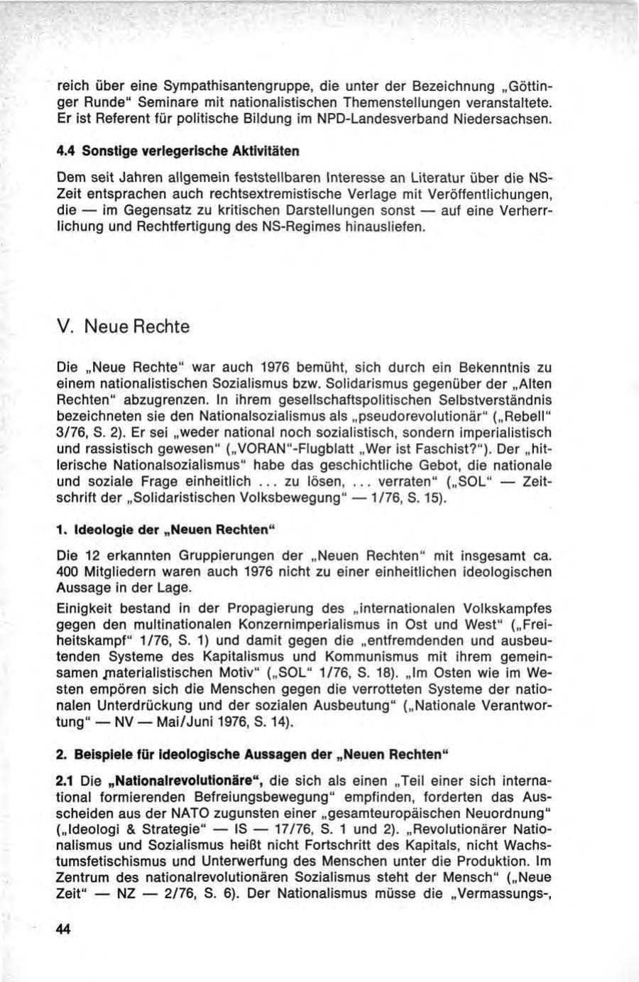 Seite 44 des Verfassungsschutzbericht 1976 Bund