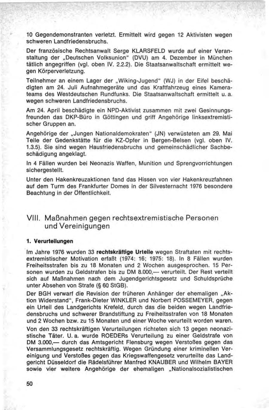 Seite 50 des Verfassungsschutzbericht 1976 Bund
