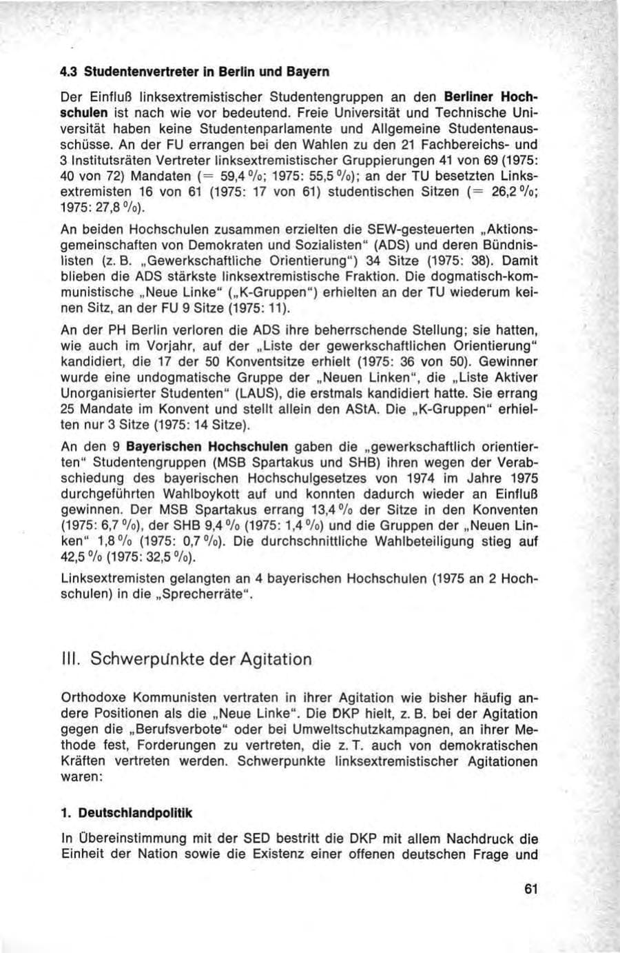 Seite 61 des Verfassungsschutzbericht 1976 Bund