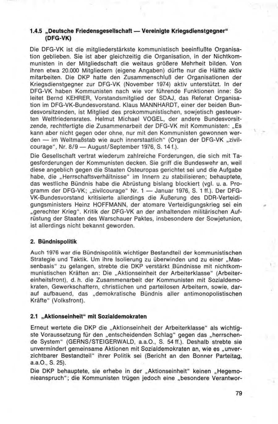 Seite 79 des Verfassungsschutzbericht 1976 Bund