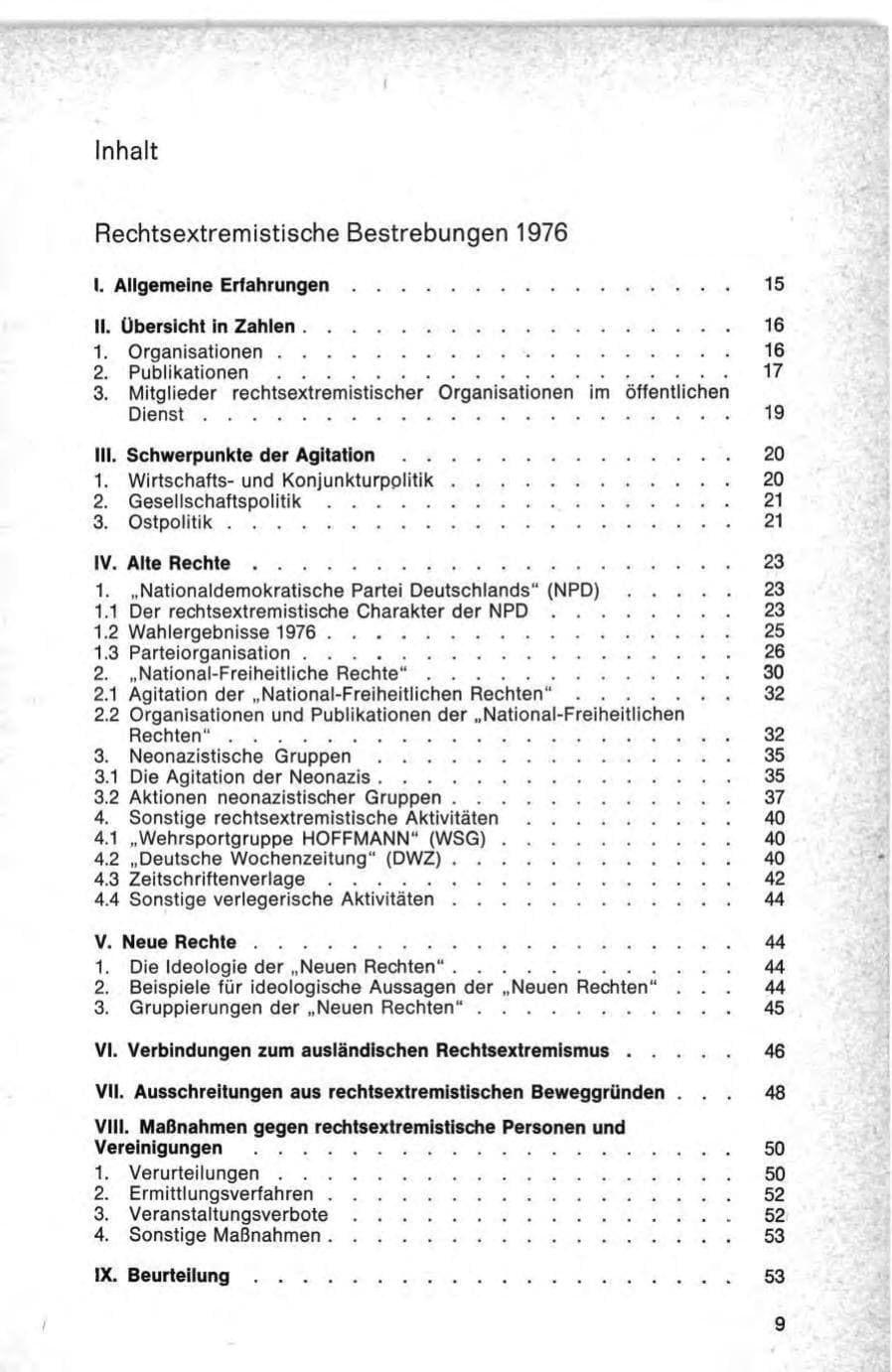 Seite 9 des Verfassungsschutzbericht 1976 Bund