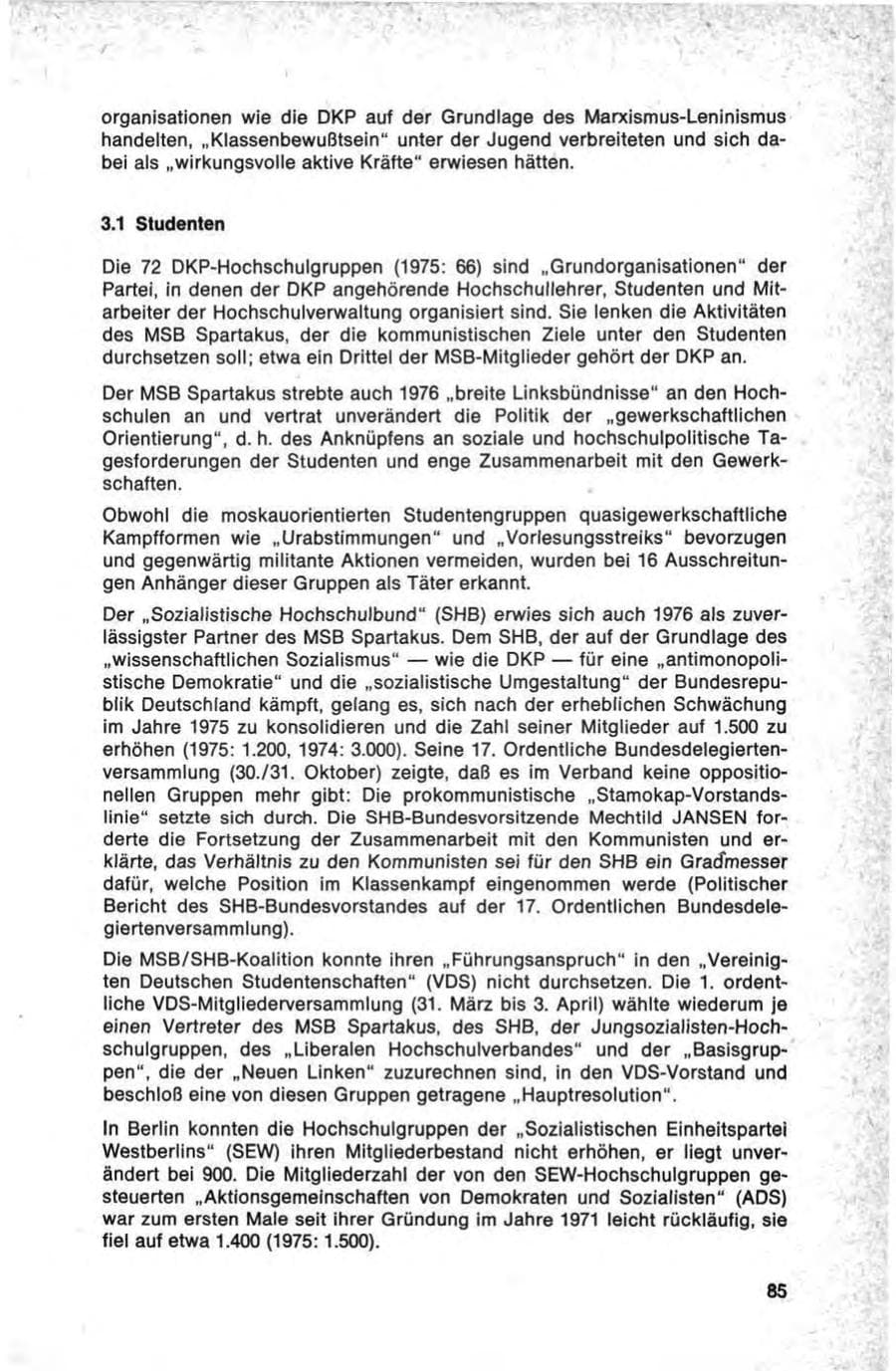 Seite 85 des Verfassungsschutzbericht 1976 Bund