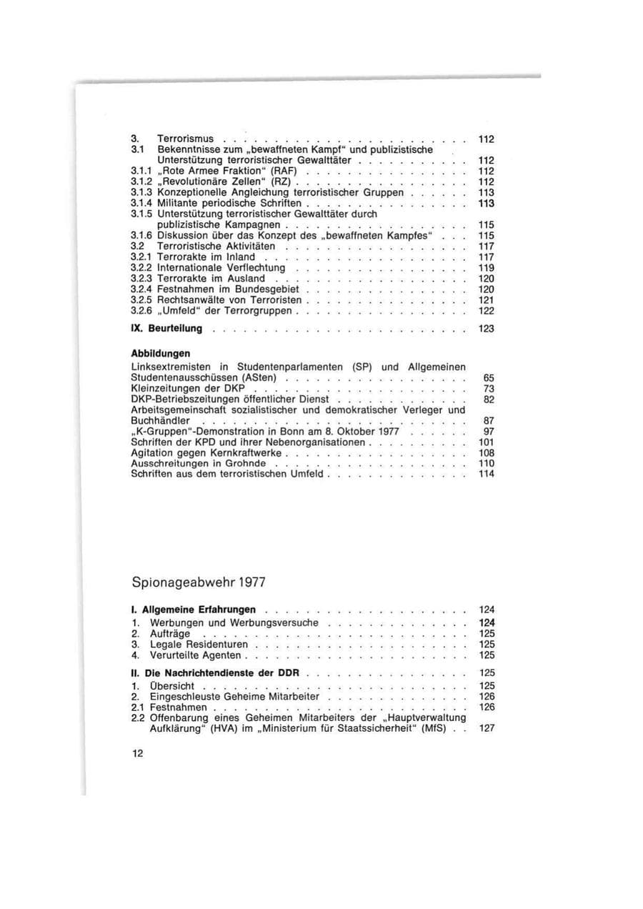 Seite 12 des Verfassungsschutzbericht 1977 Bund