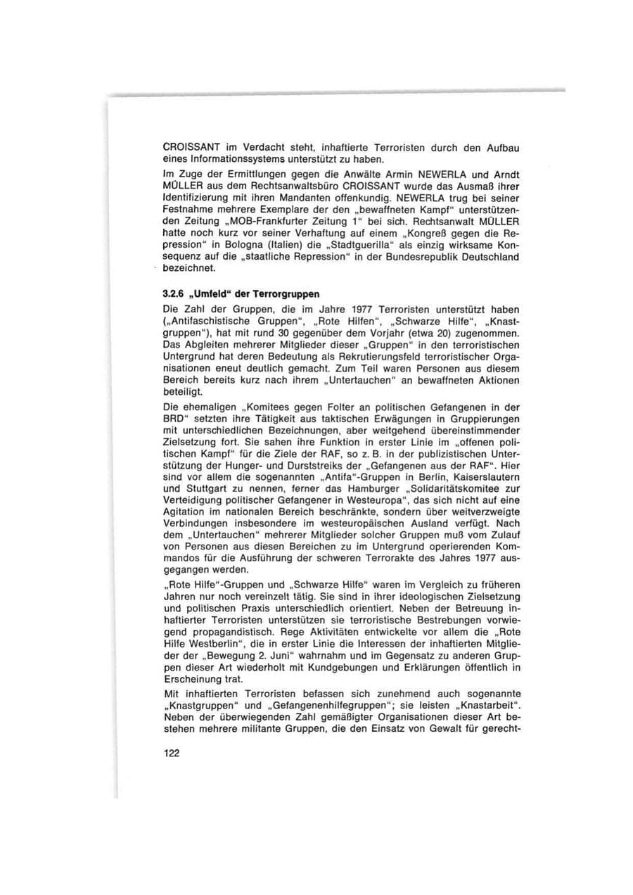 Seite 122 des Verfassungsschutzbericht 1977 Bund