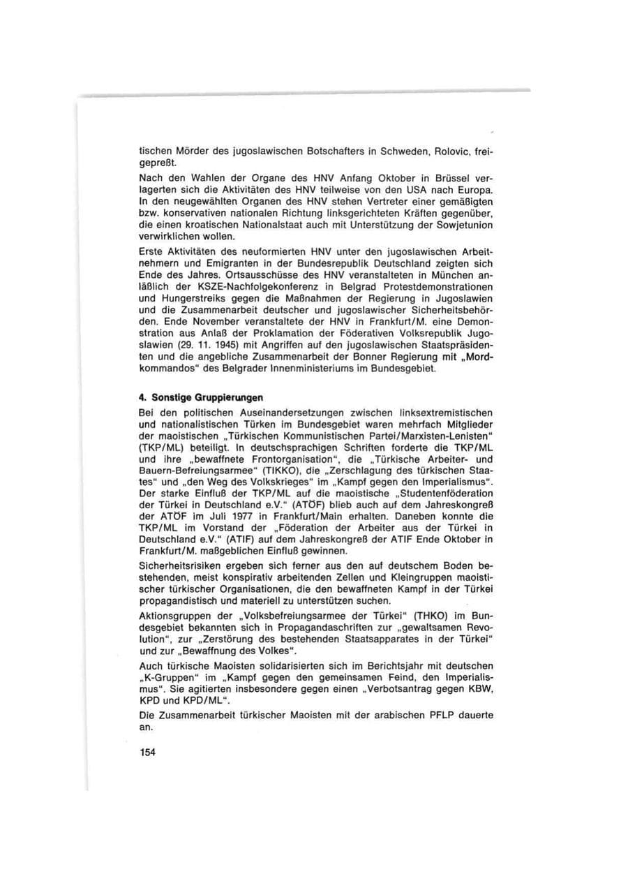Seite 154 des Verfassungsschutzbericht 1977 Bund