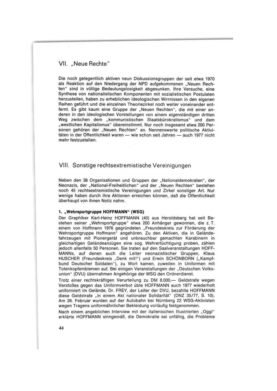 Seite 44 des Verfassungsschutzbericht 1977 Bund