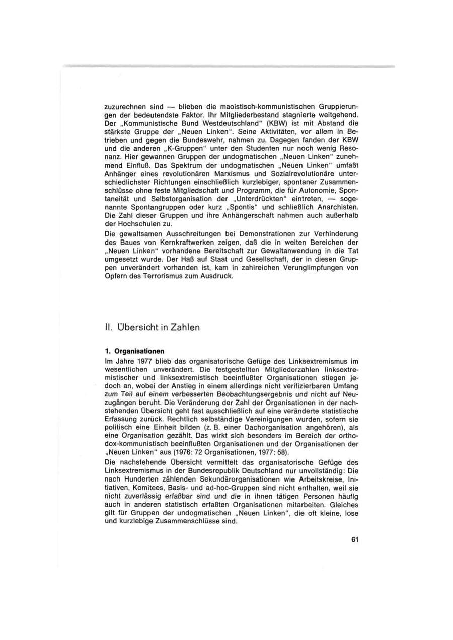 Seite 61 des Verfassungsschutzbericht 1977 Bund