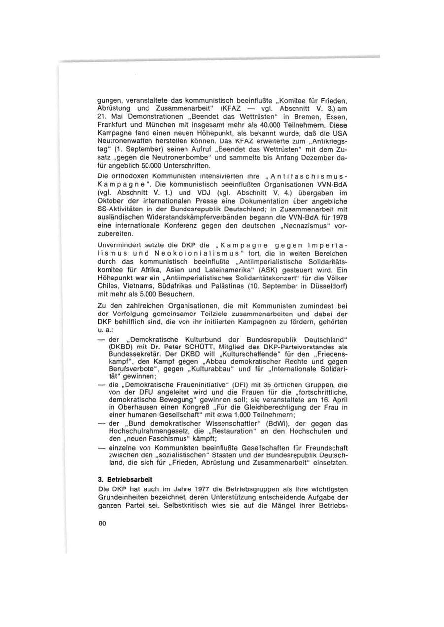 Seite 80 des Verfassungsschutzbericht 1977 Bund