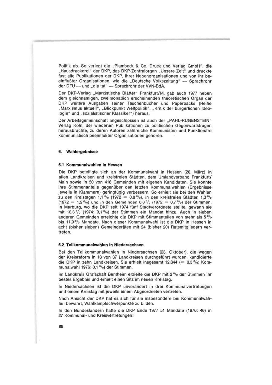 Seite 88 des Verfassungsschutzbericht 1977 Bund