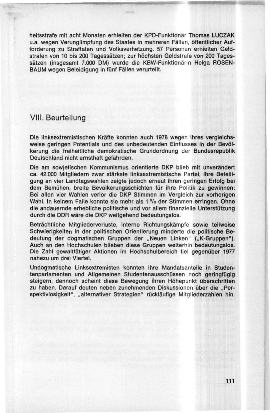 Seite 111 des Verfassungsschutzbericht 1978 Bund