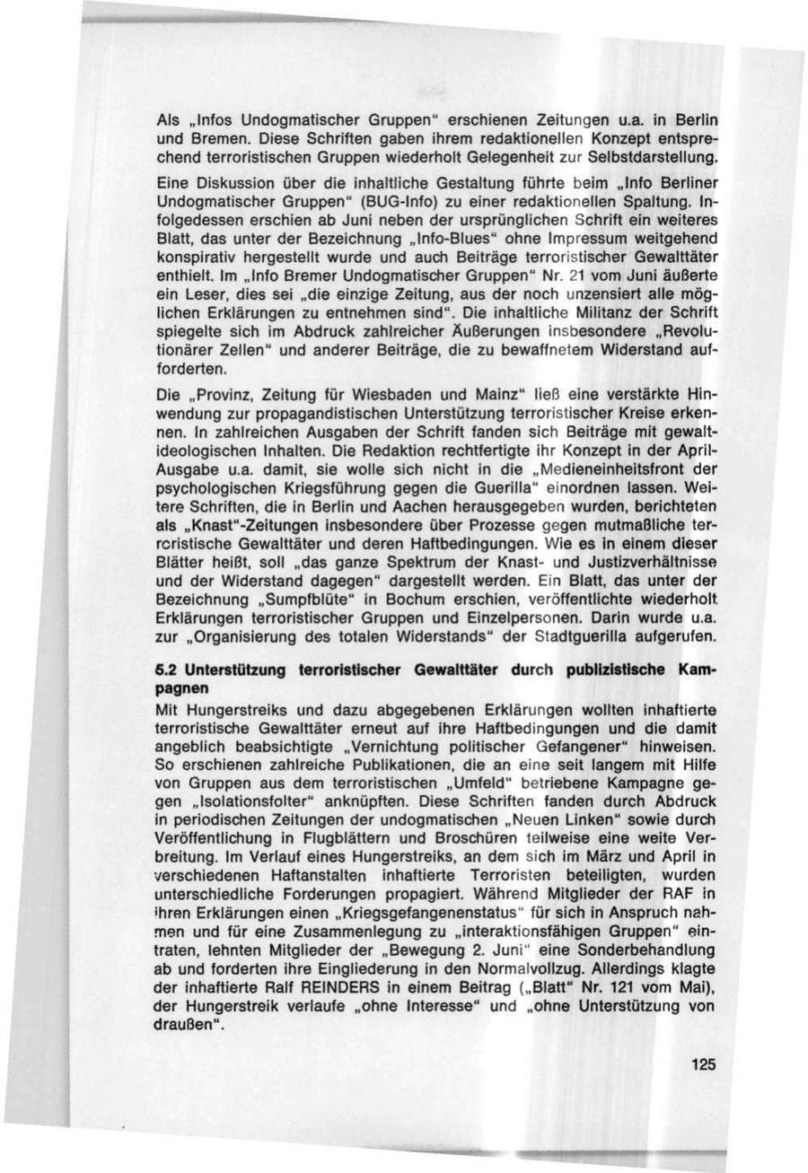 Seite 125 des Verfassungsschutzbericht 1978 Bund