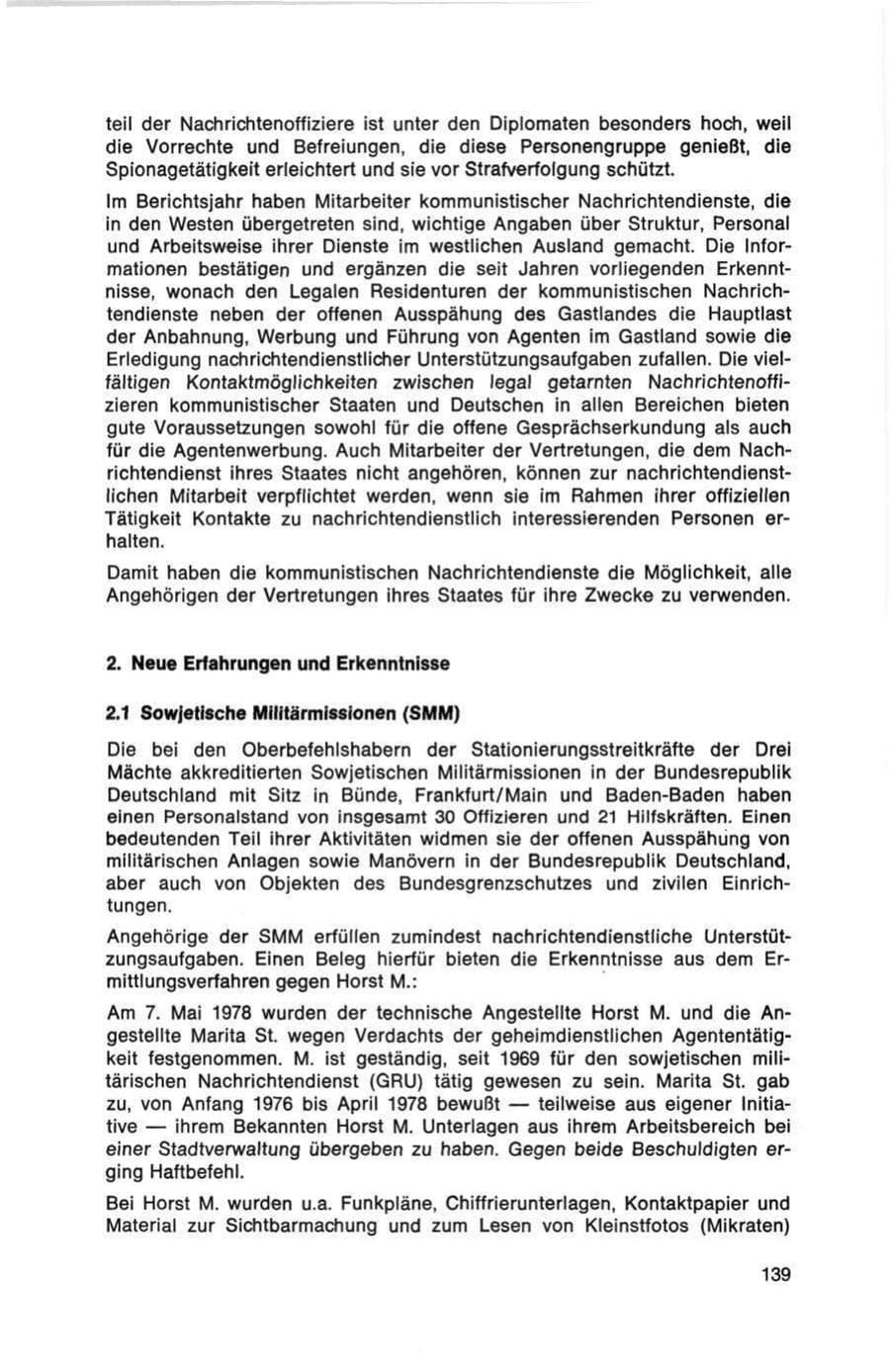 Seite 139 des Verfassungsschutzbericht 1978 Bund