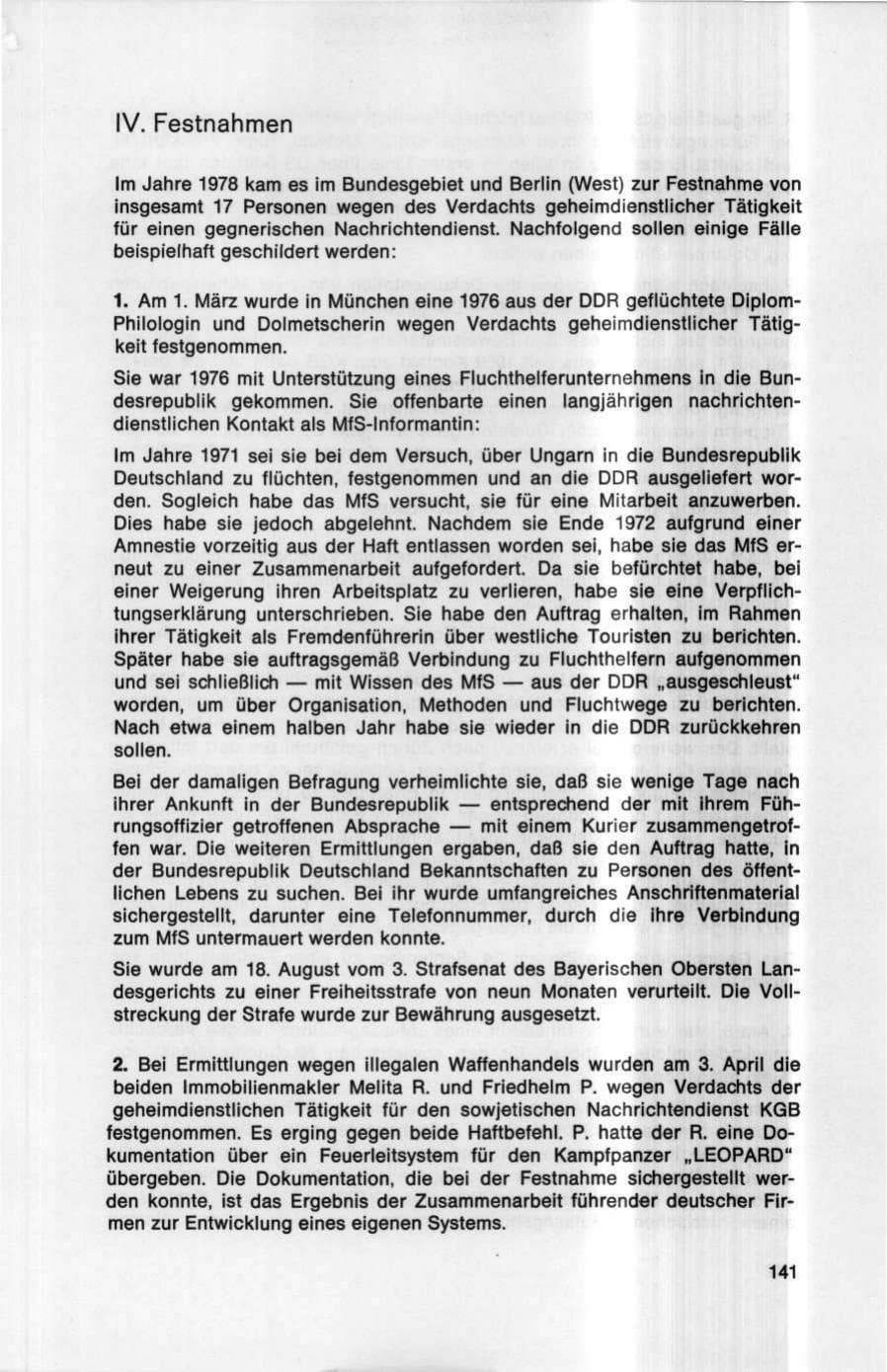 Seite 141 des Verfassungsschutzbericht 1978 Bund