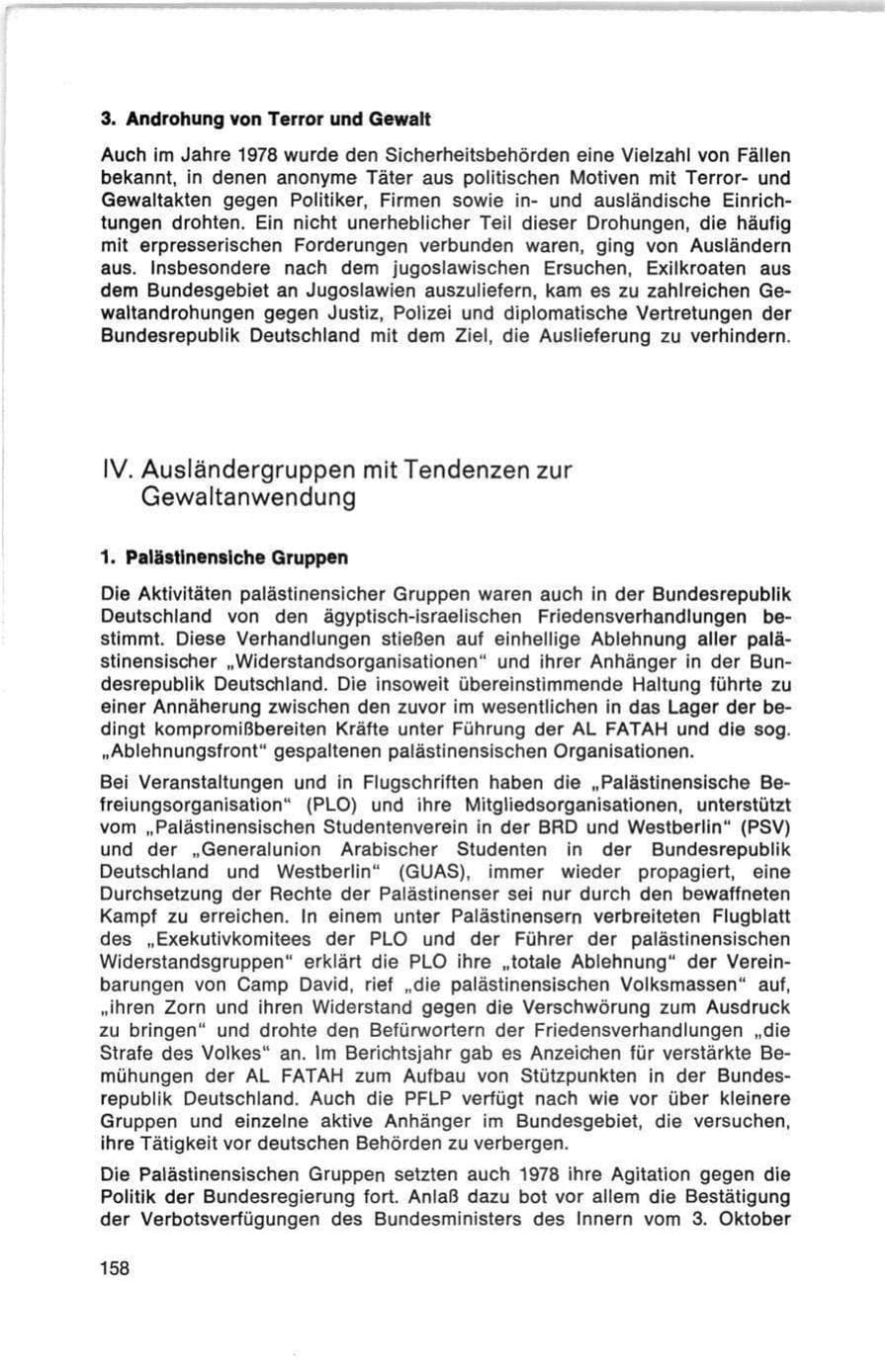 Seite 158 des Verfassungsschutzbericht 1978 Bund