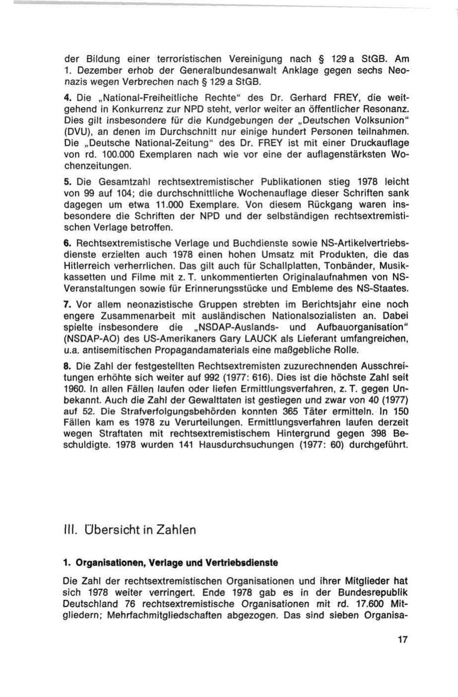 Seite 17 des Verfassungsschutzbericht 1978 Bund