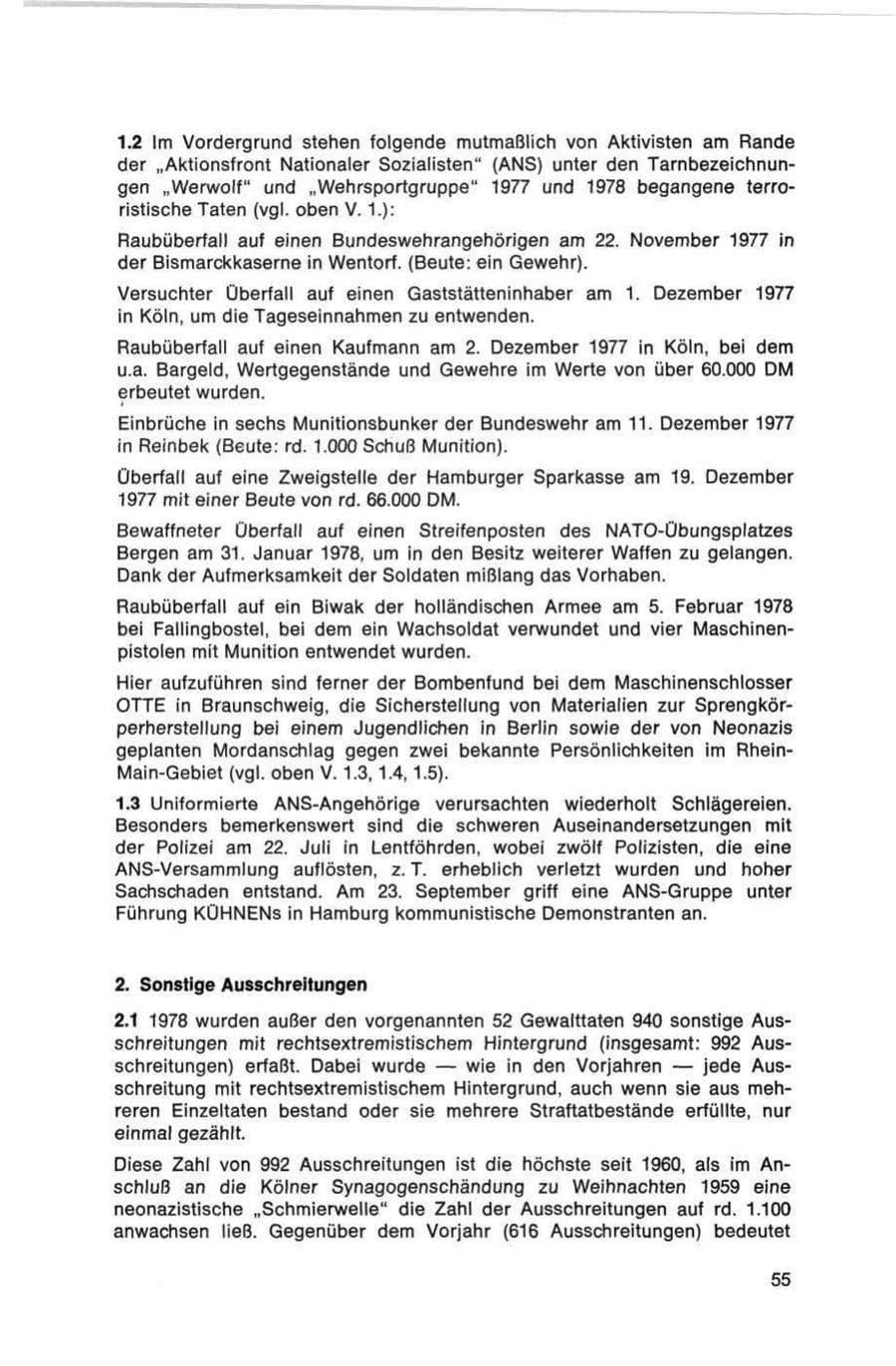 Seite 55 des Verfassungsschutzbericht 1978 Bund