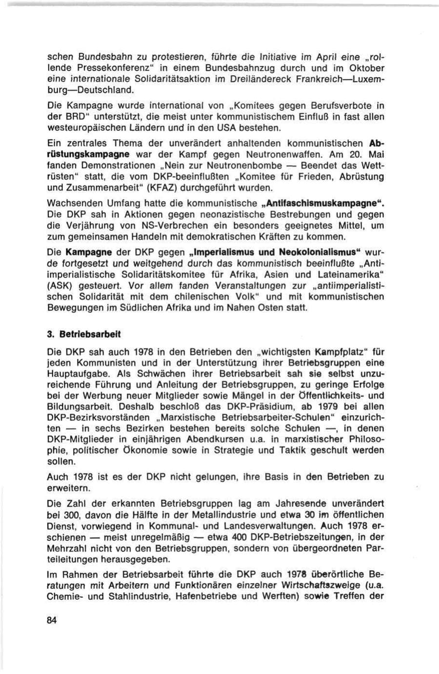 Seite 84 des Verfassungsschutzbericht 1978 Bund
