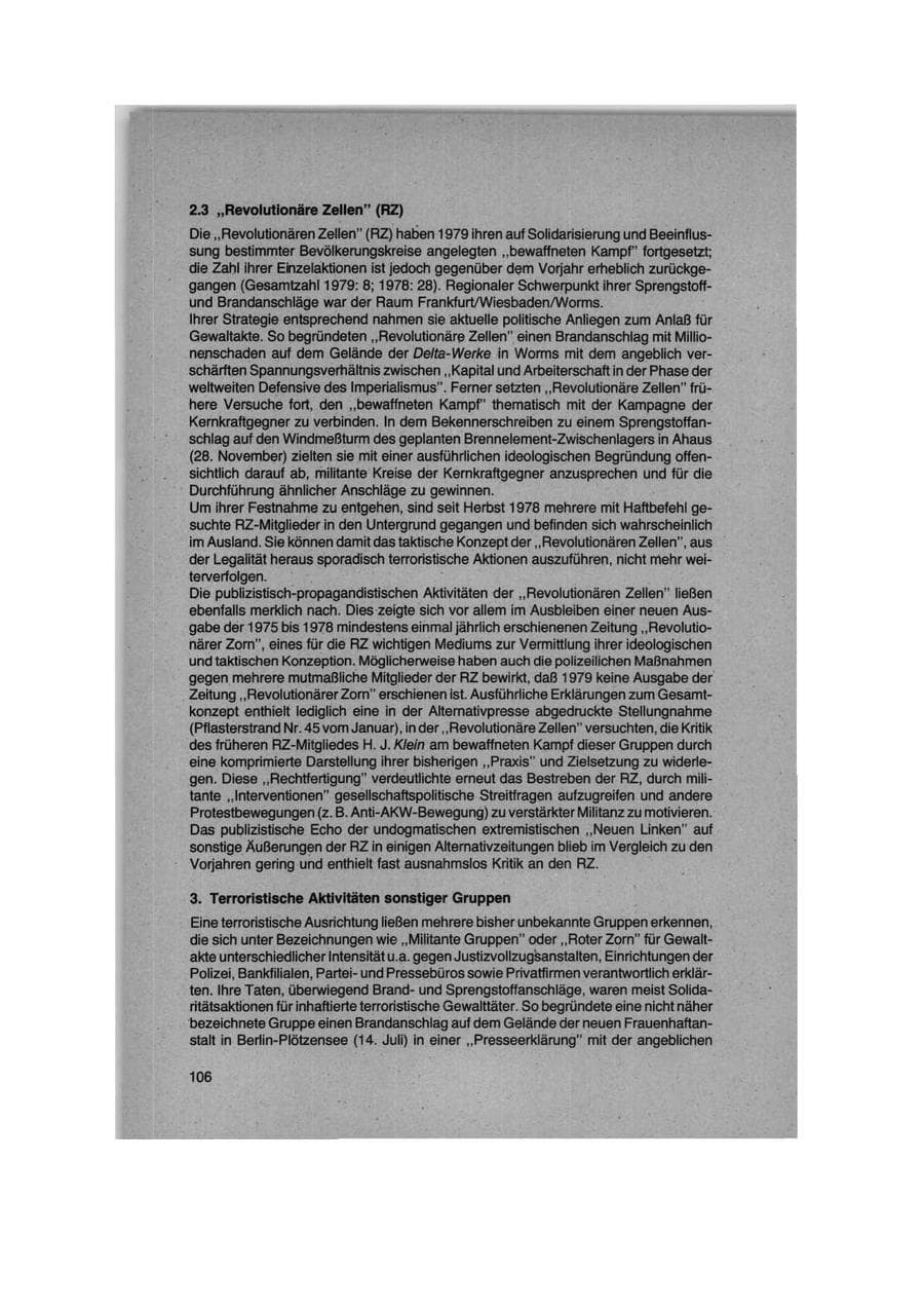 Seite 106 des Verfassungsschutzbericht 1979 Bund