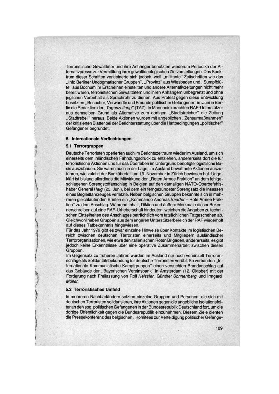 Seite 109 des Verfassungsschutzbericht 1979 Bund