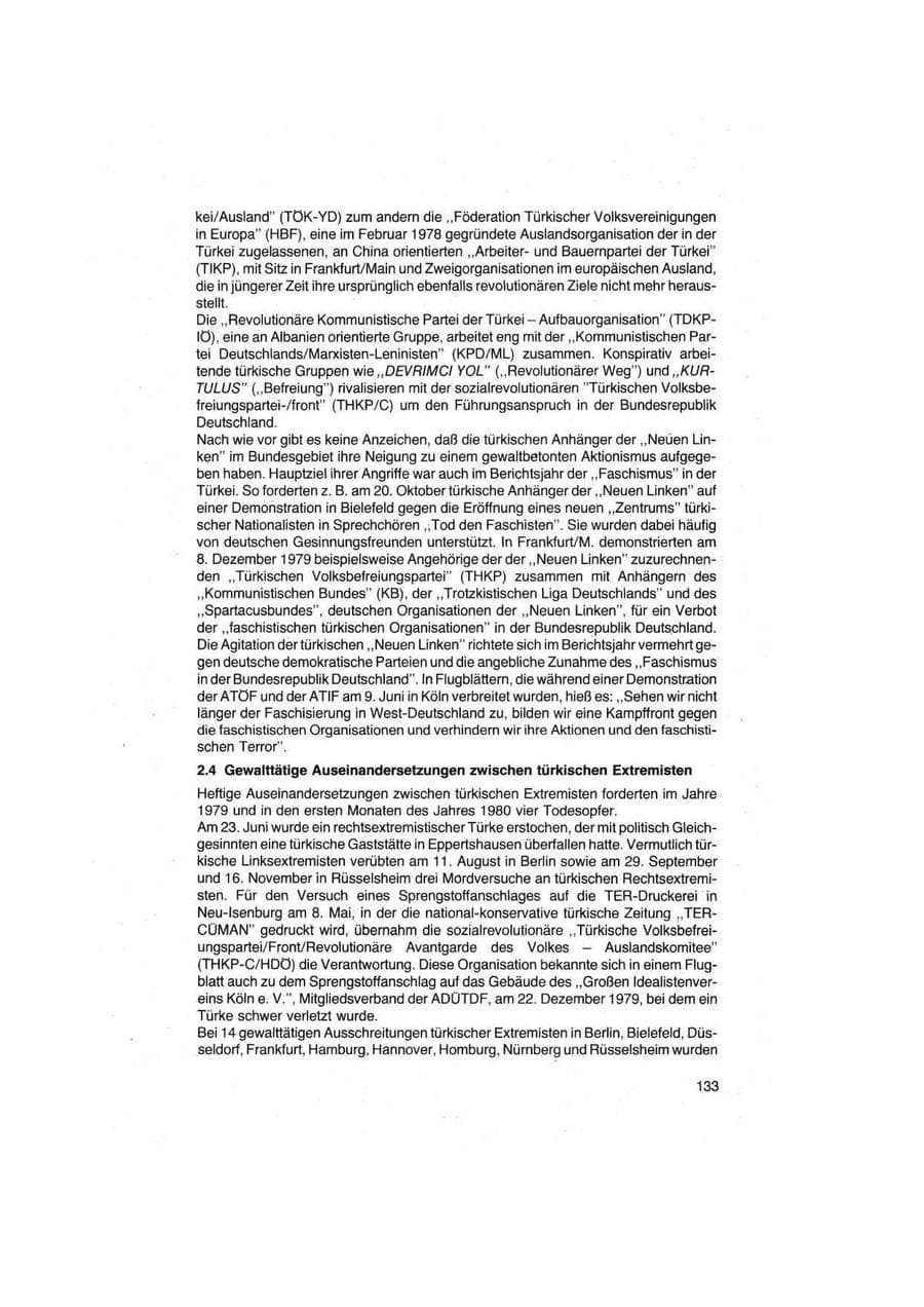 Seite 133 des Verfassungsschutzbericht 1979 Bund