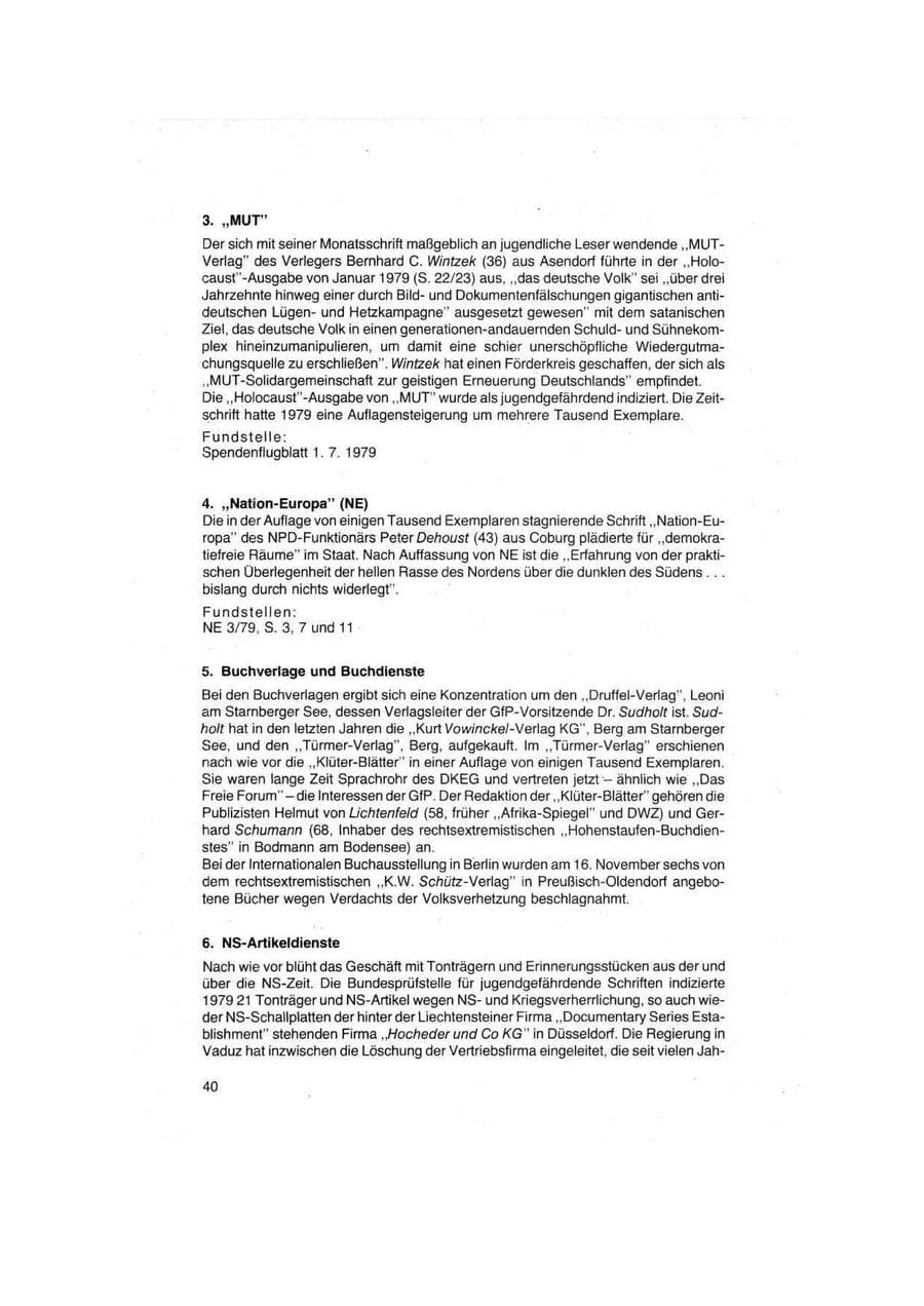 Seite 40 des Verfassungsschutzbericht 1979 Bund
